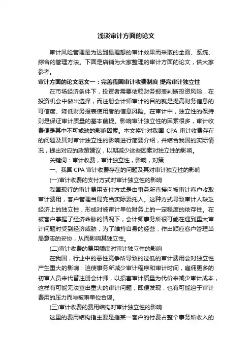 浅谈审计方面的论文