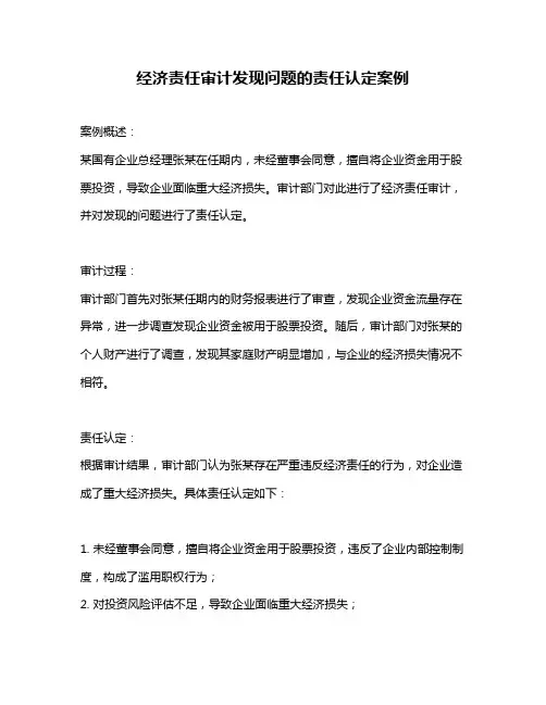 经济责任审计发现问题的责任认定案例