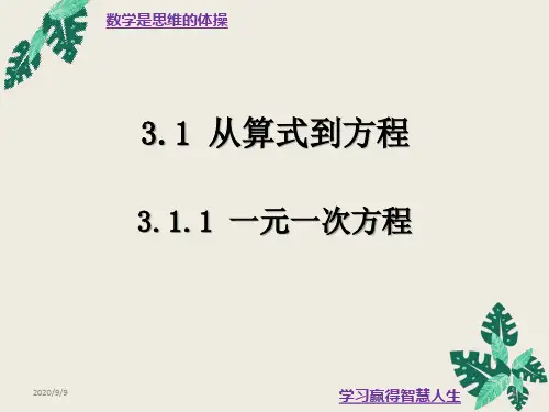 3.1.1一元一次方程-人教版七年级数学上册课件(共20张PPT)