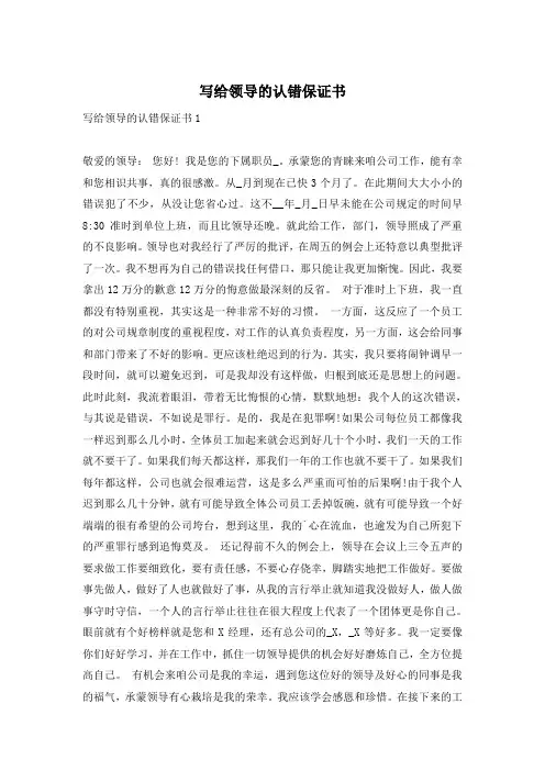 写给领导的认错保证书