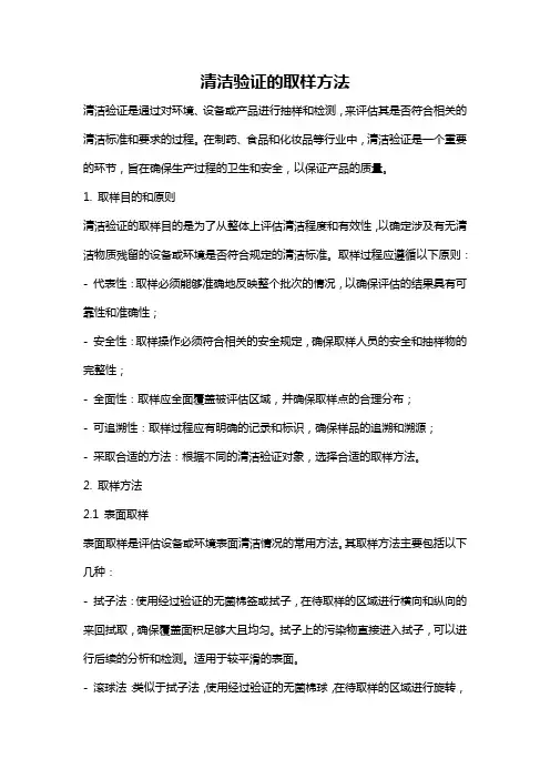 清洁验证的取样方法
