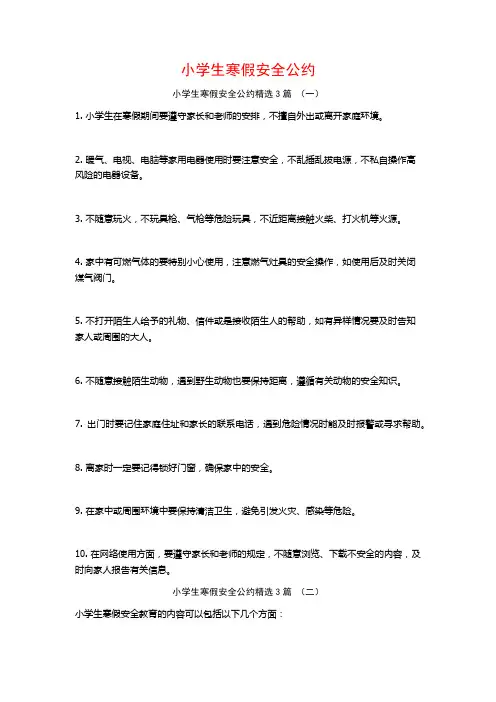 小学生寒假安全公约3篇