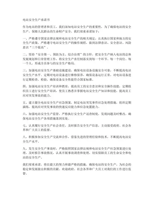 电站安全生产承诺书