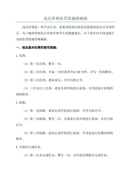 违反班规惩罚措施精编版