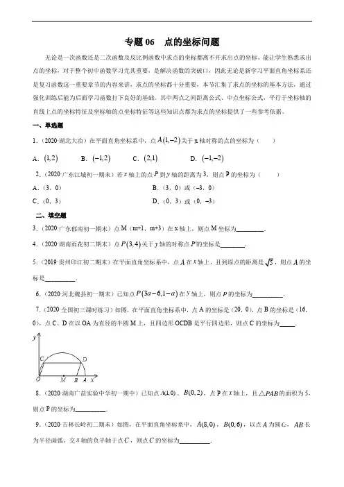 中考 函数专题06 点的坐标问题(学生版)       