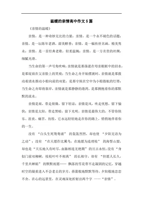 温暖的亲情高中作文5篇