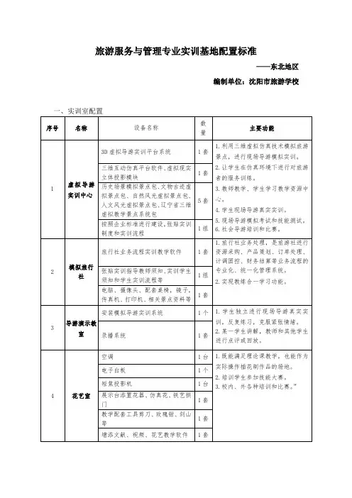 旅游专业实训基地配置标准-东北(沈旅游).