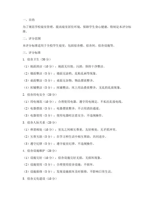 学校寝室管理制度评分标准