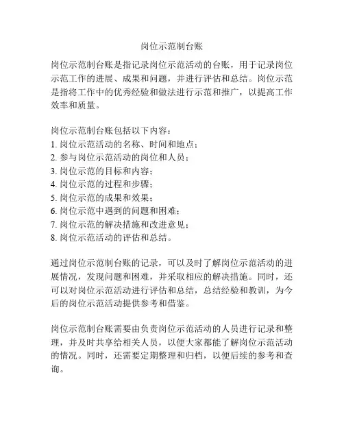 岗位示范制台账