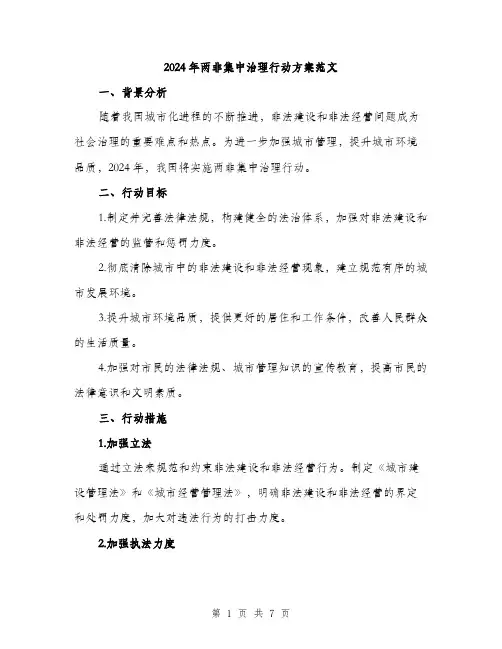 2024年两非集中治理行动方案范文(二篇)