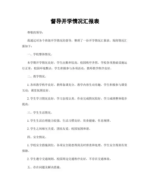 督导开学情况汇报表