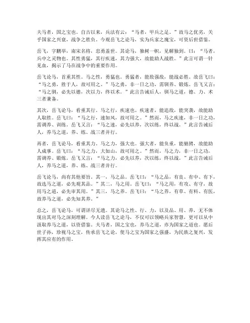 岳飞论马文言文翻译