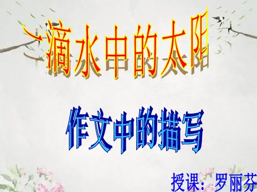 作文-初中作文指导：一滴水中的太阳——作文中的描写ppt优秀PPT