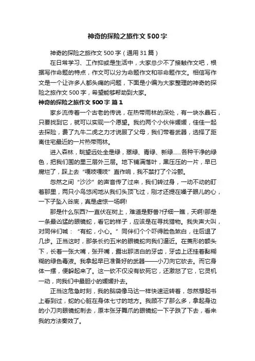 神奇的探险之旅作文500字（通用31篇）