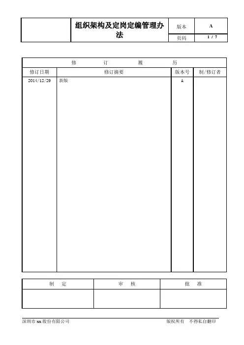 组织架构及定岗定编管理办法