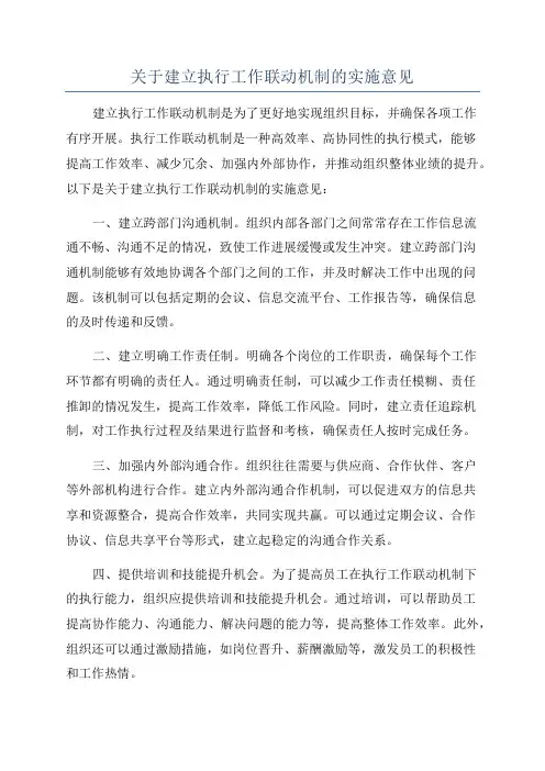 关于建立执行工作联动机制的实施意见