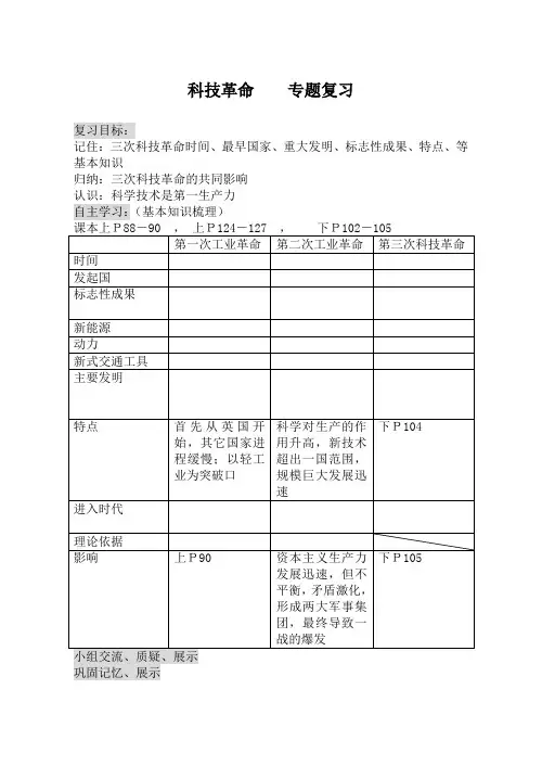 专题复习 三次科技革命