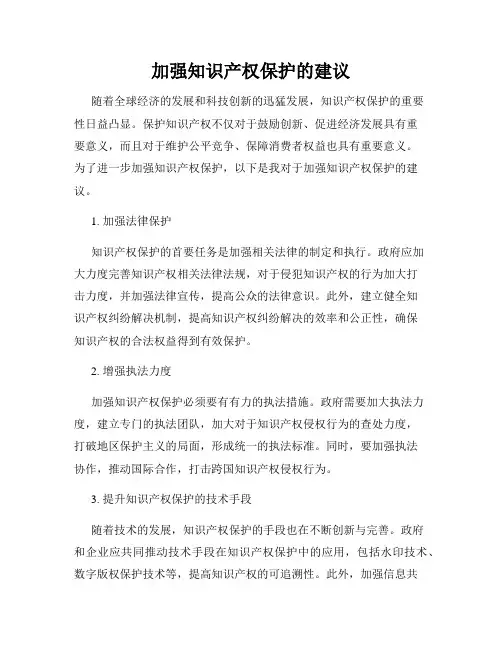 加强知识产权保护的建议