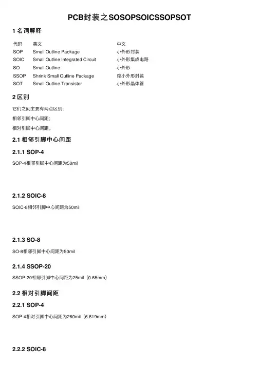 PCB封装之SOSOPSOICSSOPSOT