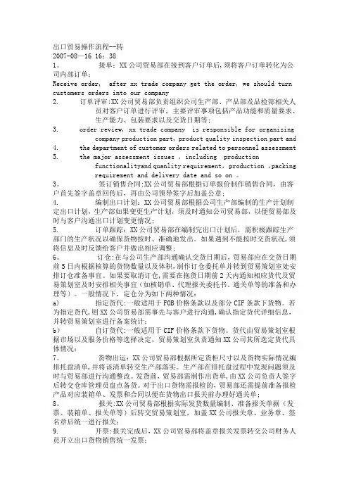 出口贸易操作流程