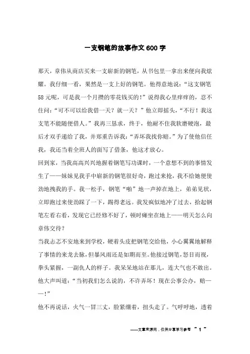 一支钢笔的故事作文600字