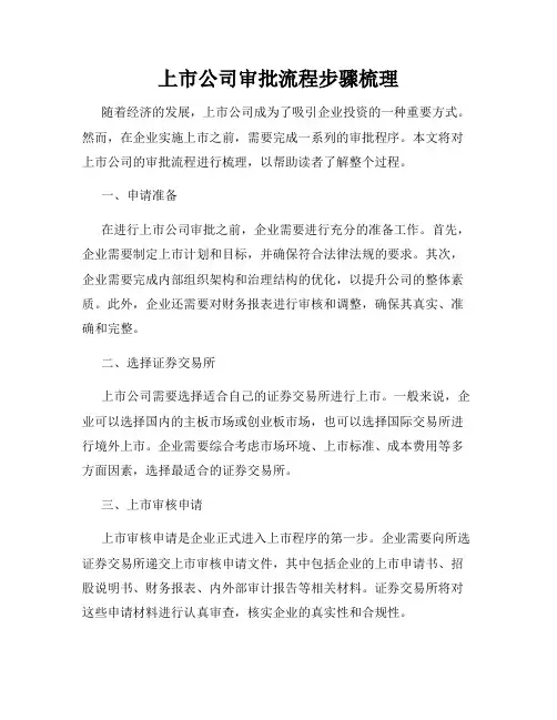 上市公司审批流程步骤梳理