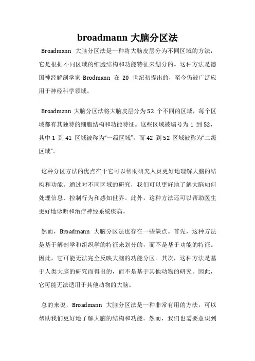 broadmann大脑分区法