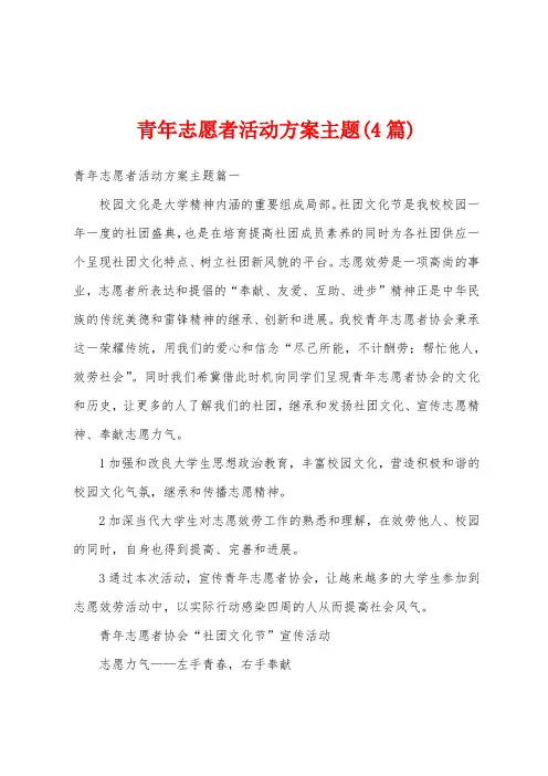 青年志愿者活动方案主题(4篇)