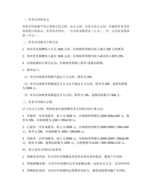劳务合同税点