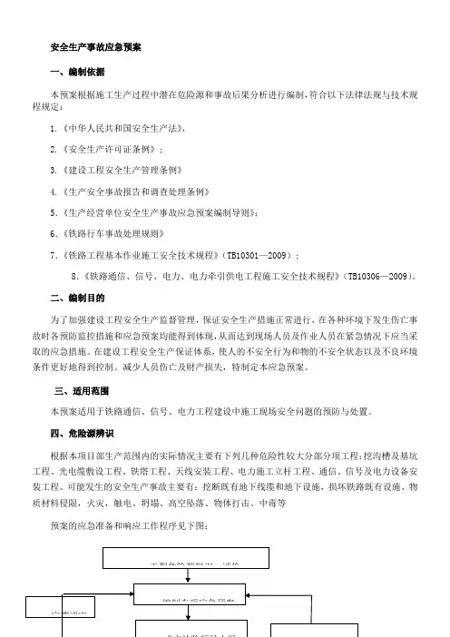 铁路三电施工安全生产事故应急预案
