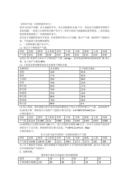 农村沼气池一次投料到底能用多久