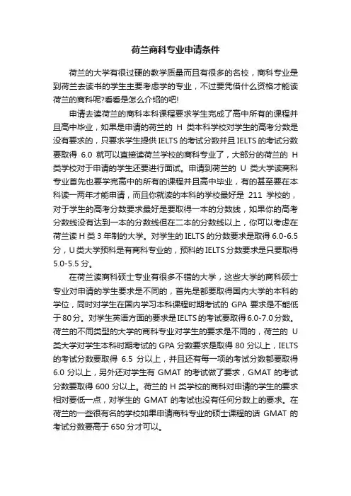 荷兰商科专业申请条件