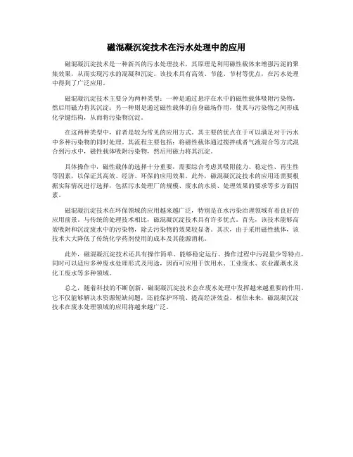 磁混凝沉淀技术在污水处理中的应用