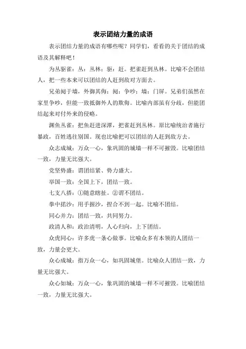 表示团结力量的成语