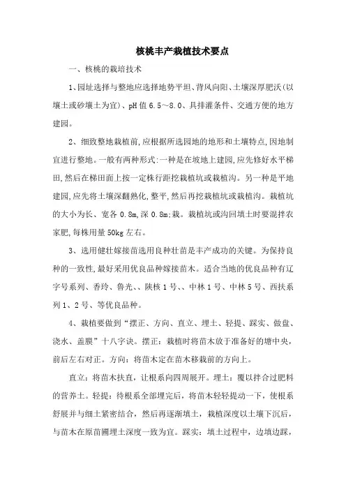 核桃丰产栽植技术要点