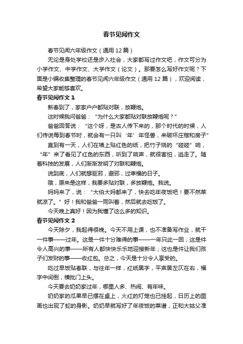 春节见闻作文