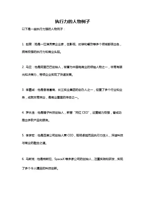 执行力的人物例子