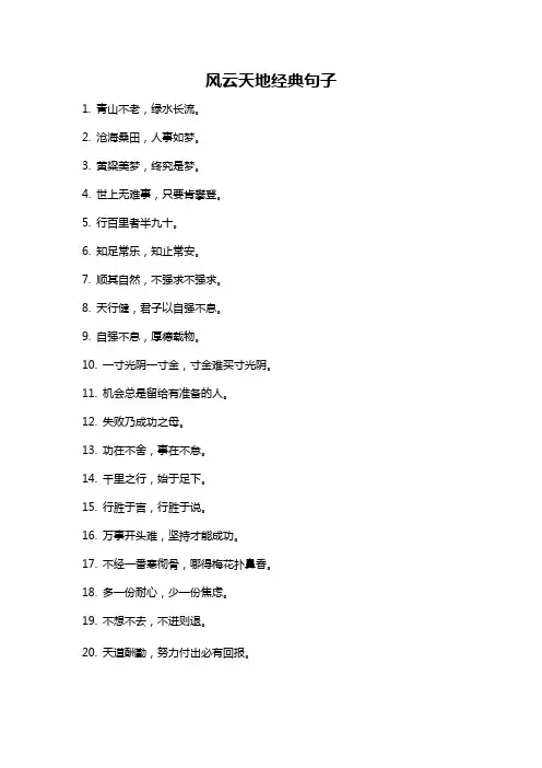 风云天地经典句子