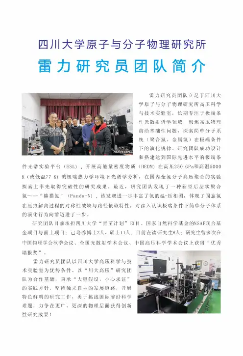 四川大学原子与分子物理研究所雷力研究员团队简介
