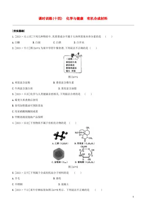 新课标RJ2024中考化学复习方案主题四化学与社会发展课时训练14化学与降有机合成材料试题