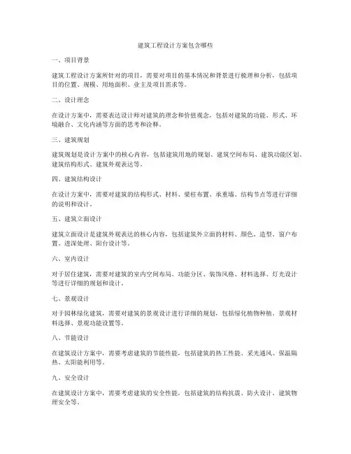 建筑工程设计方案包含哪些