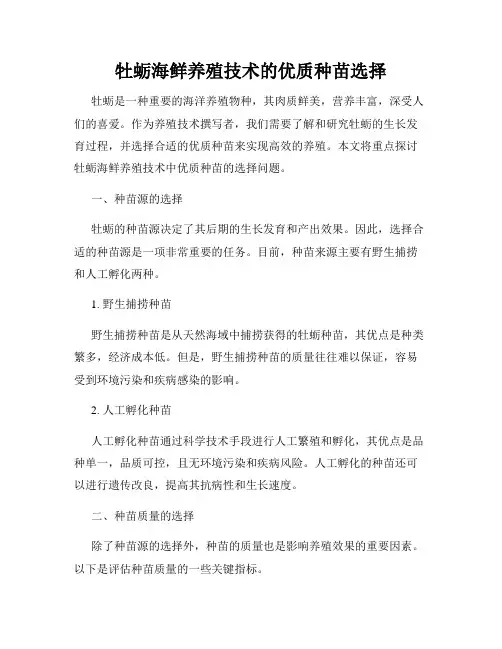 牡蛎海鲜养殖技术的优质种苗选择