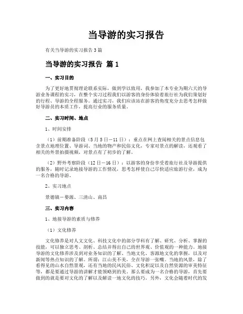 当导游的实习报告