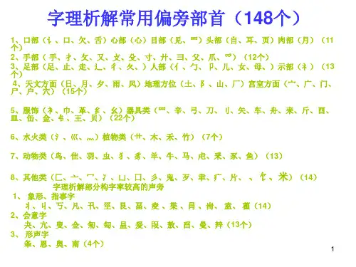 字理析解常用偏旁部首(148个)参考资料