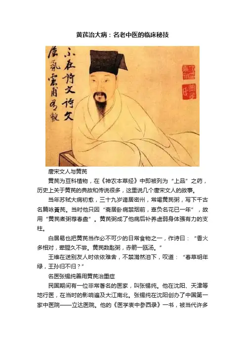 黄芪治大病：名老中医的临床秘技