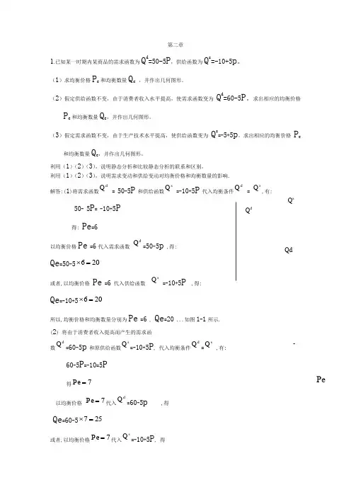 《微观经济学》课后习题答案(高鸿业)