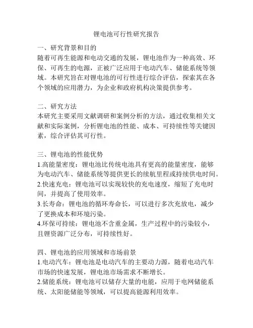锂电池可行性研究报告