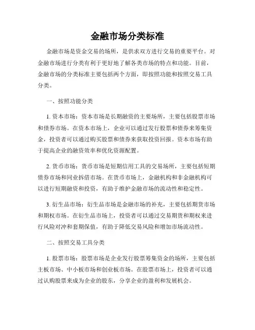 金融市场分类标准