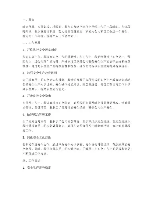 安办主任个人工作总结