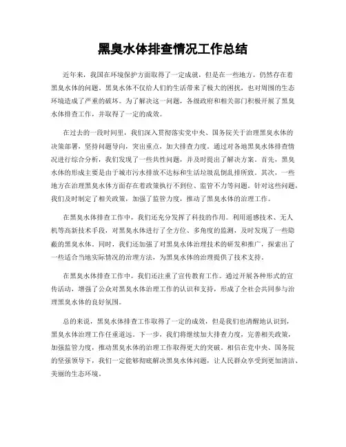 黑臭水体排查情况工作总结